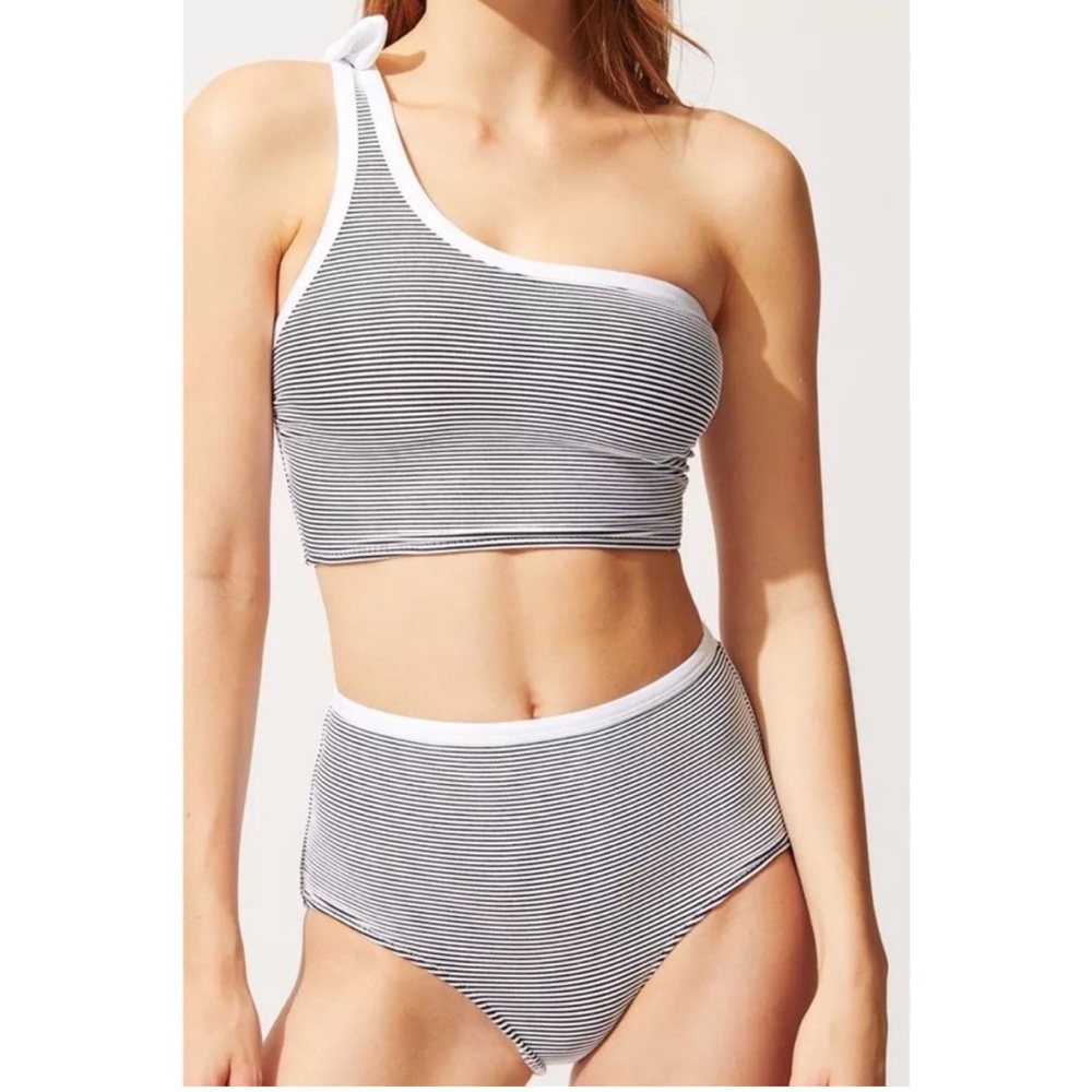 NWOT Solid & Striped Striped Rooney One-Shoulder Bikini Set